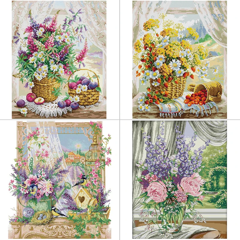 Textile Sewing Patterns - DIY 자수 홈 데코 창틀 꽃
