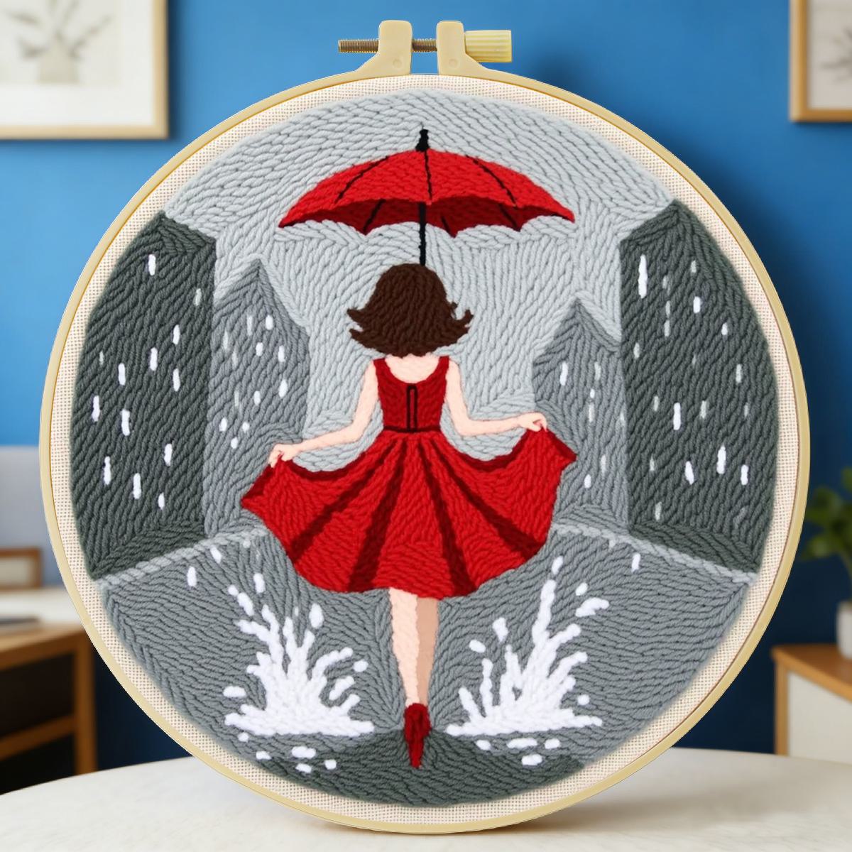 Sewing Textile Art - 20X20CM/7.87인치 여성용 펀치 니들 자수 세트