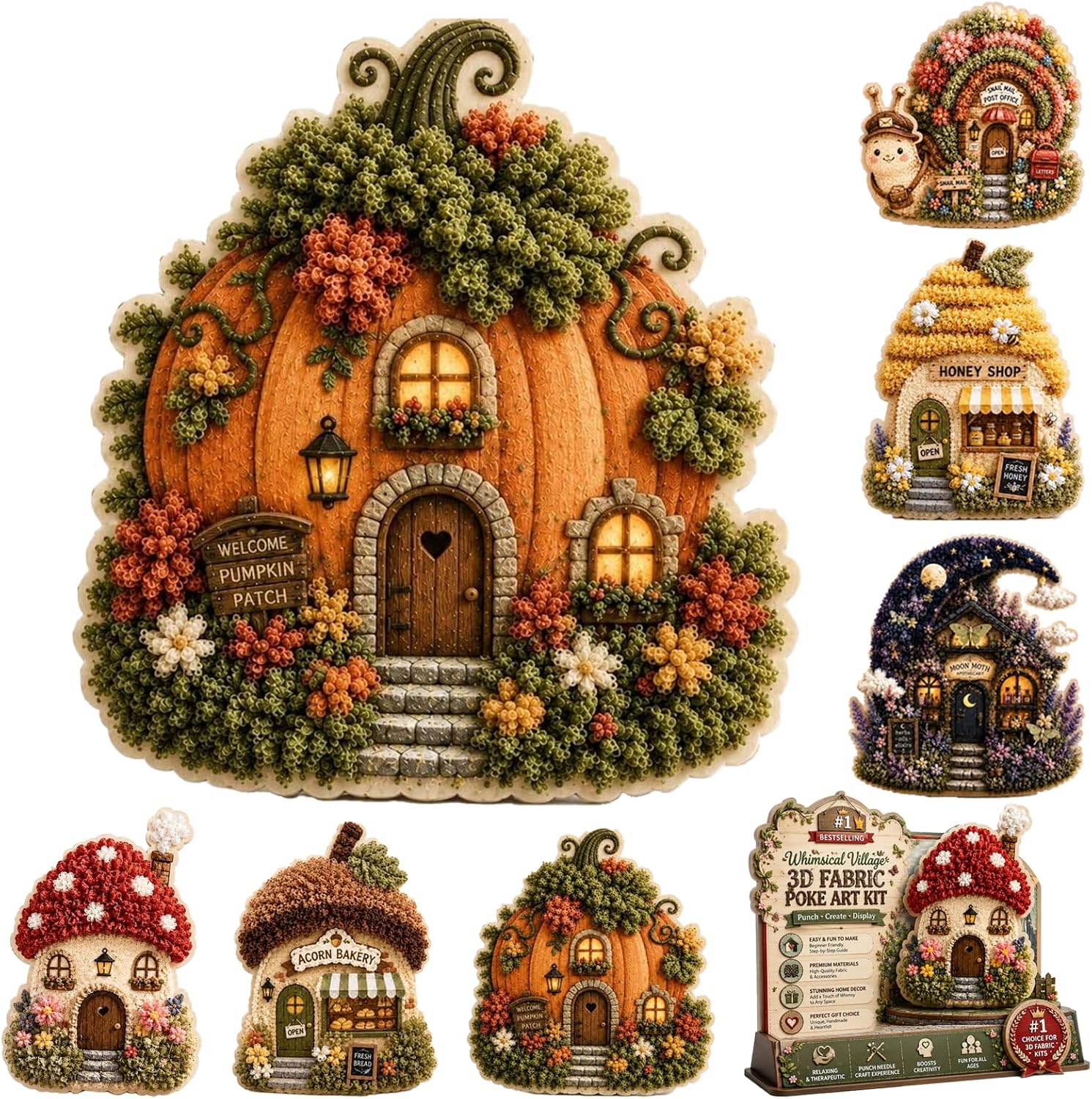 Sewing Textile Art - DIY 3D 패브릭 포크 아트 키트,
