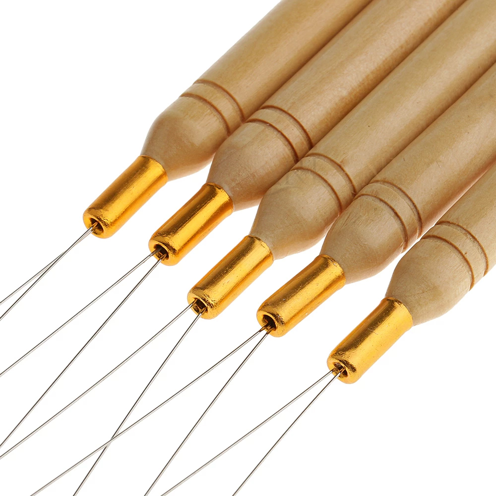 Needle Threader Tool - ARLANY 나무 손잡이 헤어 루프 도구