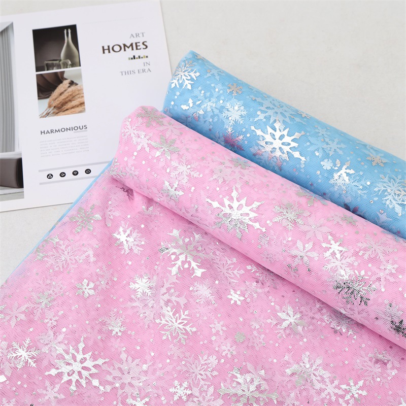 Textile And Sewing Supply - 눈송이 인쇄 거즈 폴리에스터 메쉬 얇은