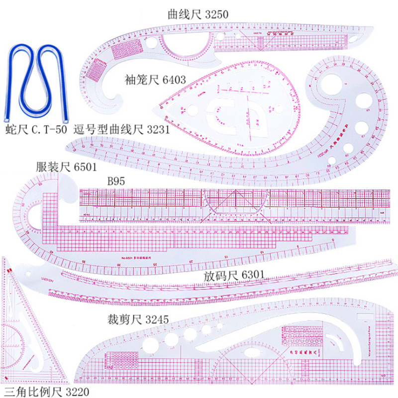 Textile Sewing Patterns - 5/6/9pcs 세트 재단사 측정 눈금자 키트
