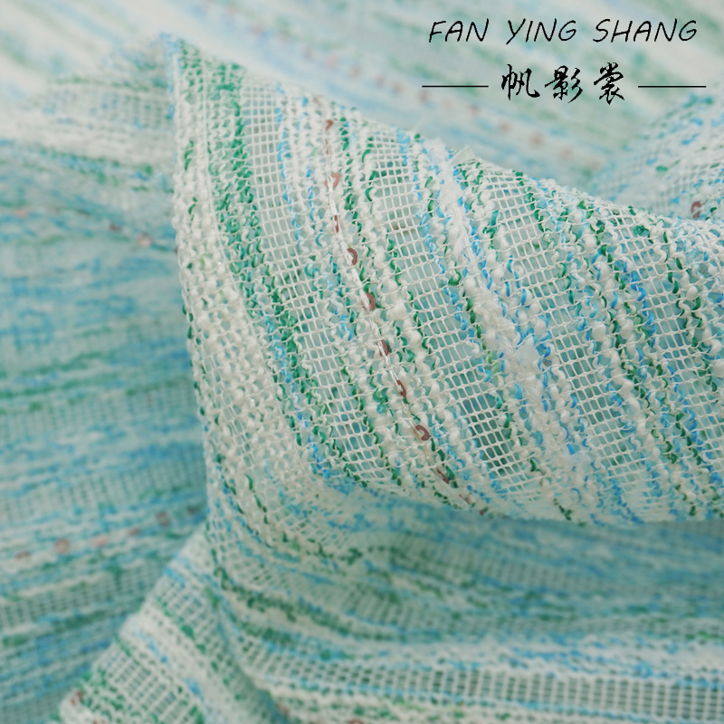 신선한 스타일의 블루 그린 스트라이프 스팽글 부클 트위 - Sewing Tweed 리뷰 및 가격