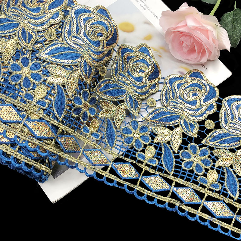 3 야드 19.5cm 와이드 절묘한 꽃 자수 장식 조각 - Textile And Sewing Supply 리뷰 및 가격