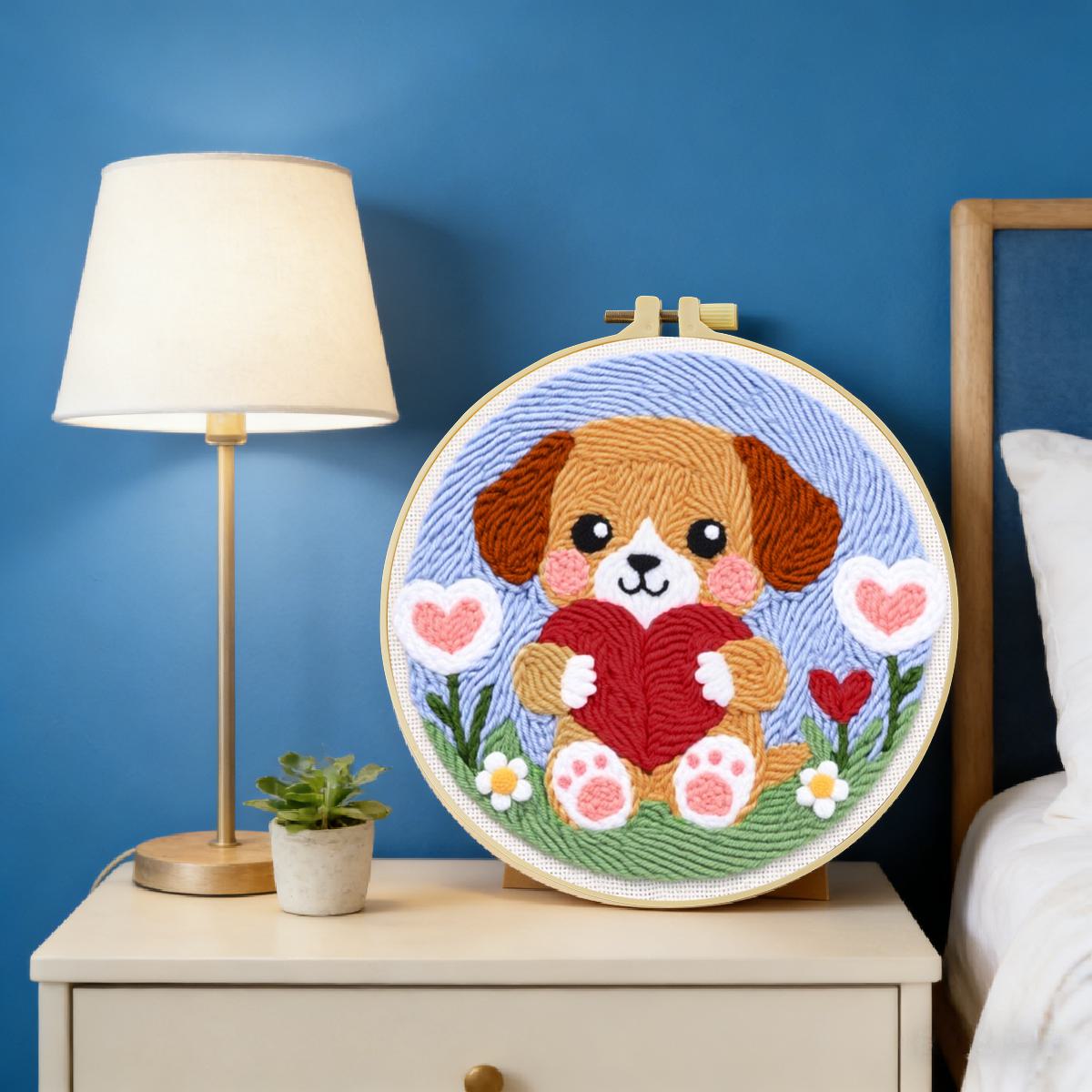 20X20CM/7.87인치 강아지 펀치 니들 자수 세트 - Sewing Textile Art 리뷰 및 가격