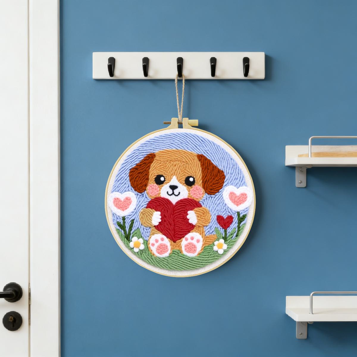 20X20CM/7.87인치 강아지 펀치 니들 자수 세트 - Sewing Textile Art 리뷰 및 가격