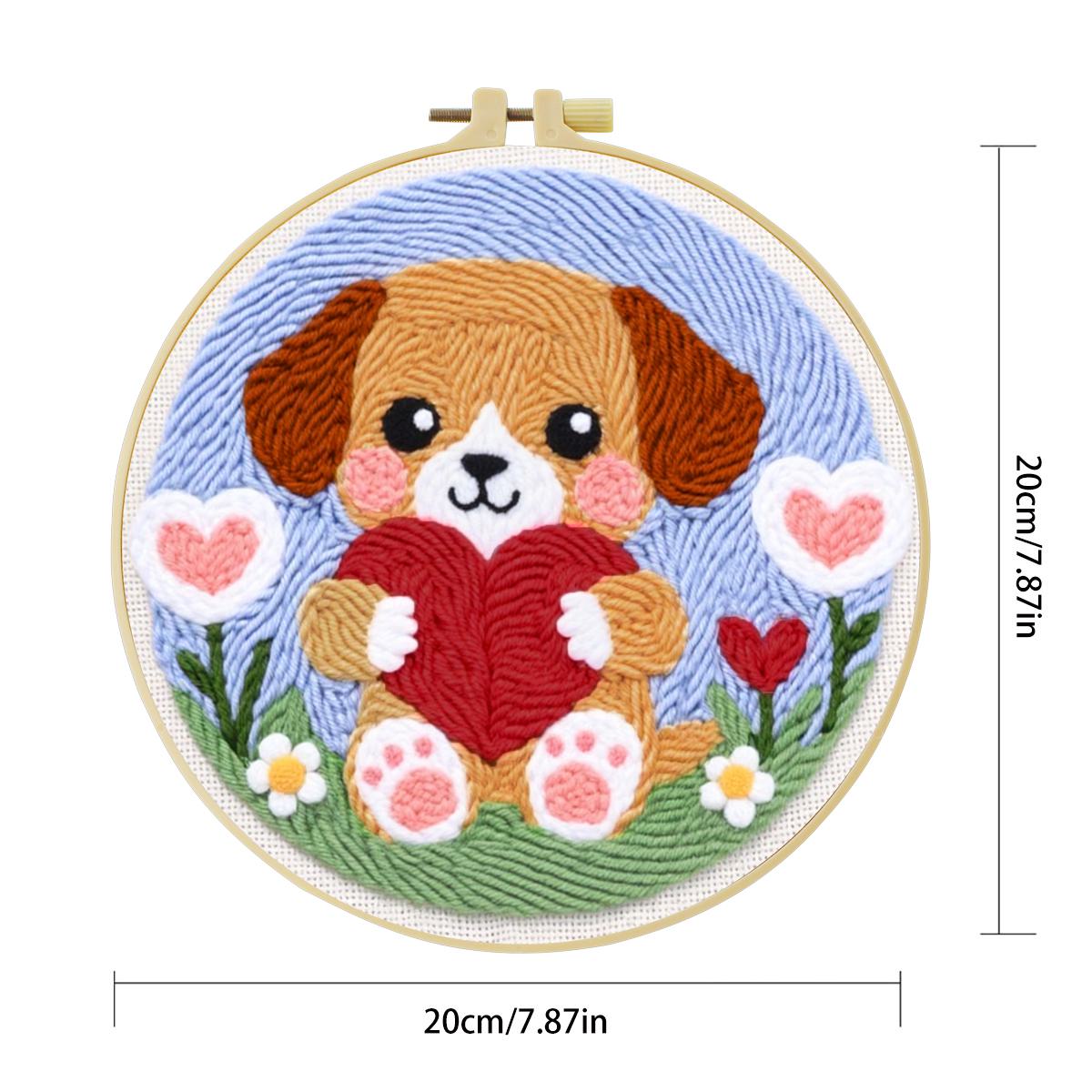 20X20CM/7.87인치 강아지 펀치 니들 자수 세트 - Sewing Textile Art 리뷰 및 가격