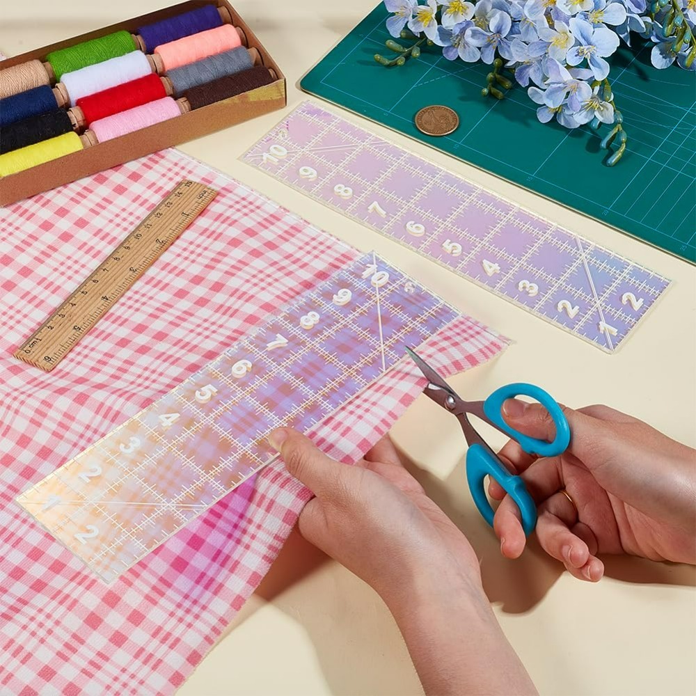 2개 퀼팅 아크릴 템플릿 화려한 색상 퀼팅 자 직사각형 - Textile Sewing Patterns 리뷰 및 가격