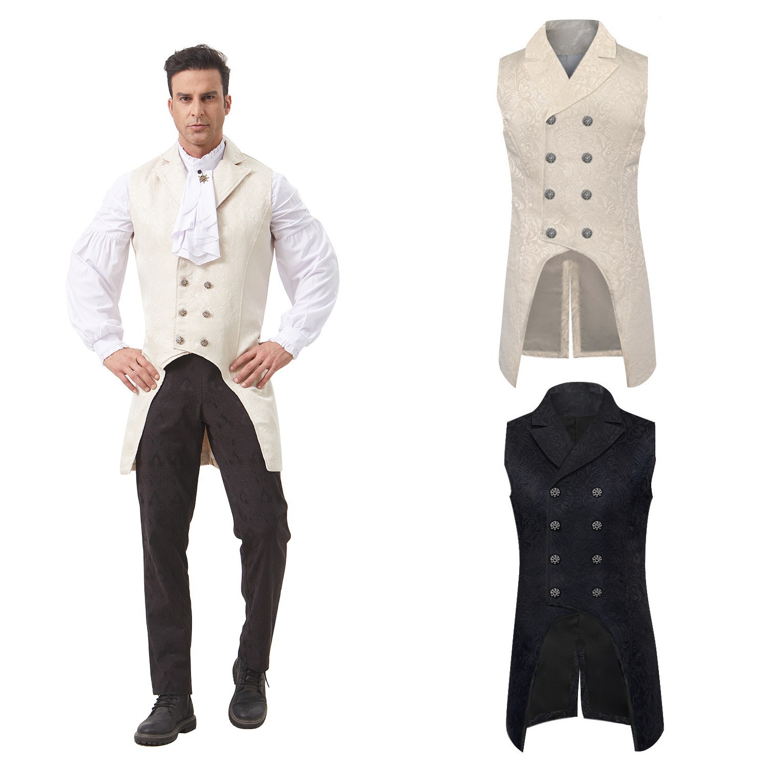 중세 르네상스 테일코트 남성 조끼 빈티지 자카드 빅토리 - Sewing Vest 리뷰 및 가격