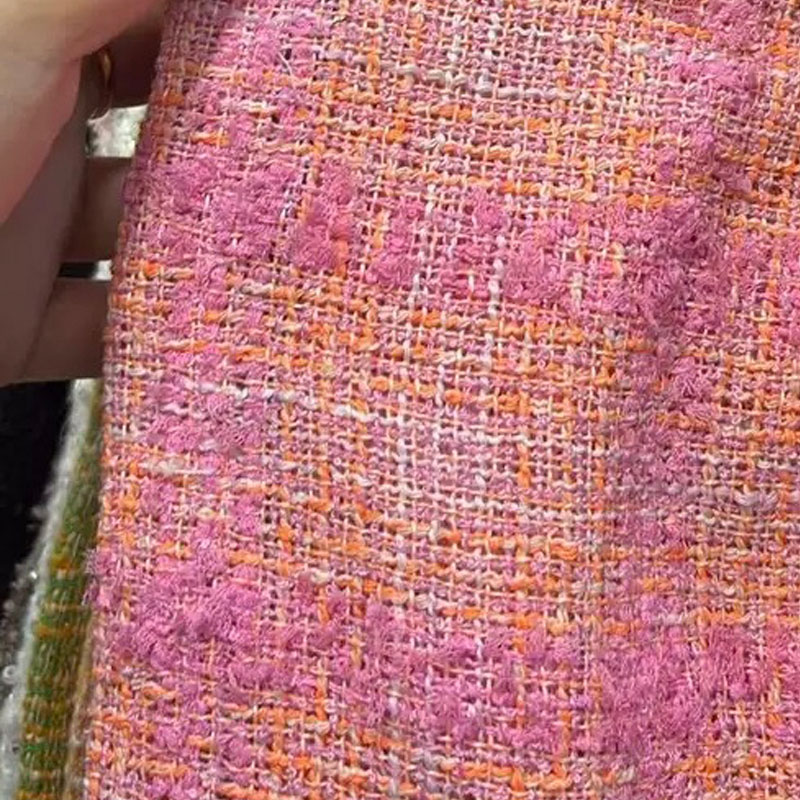 핑크와 오렌지 격자 무늬 리본 원사 염색 브레이드 트위 - Sewing Tweed 리뷰 및 가격