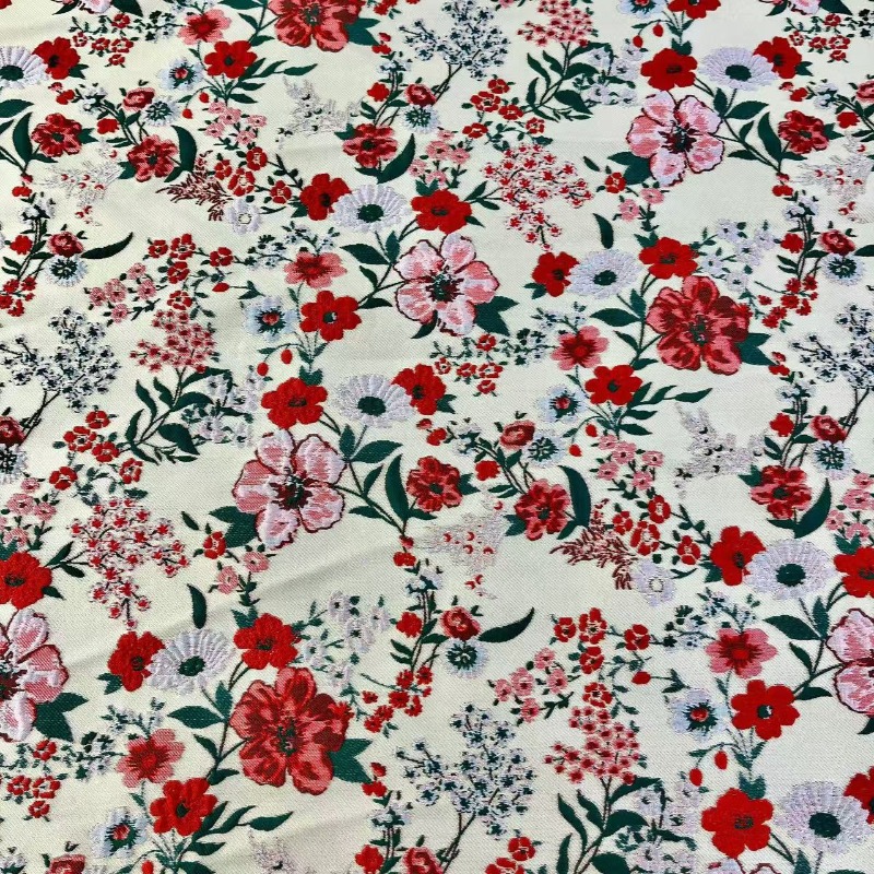 빨간색 작은 꽃무늬 자카드 원단 빈티지 중국 스타일 한 - Vintage Sewing Textile 리뷰 및 가격