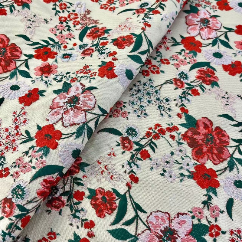 빨간색 작은 꽃무늬 자카드 원단 빈티지 중국 스타일 한 - Vintage Sewing Textile 리뷰 및 가격