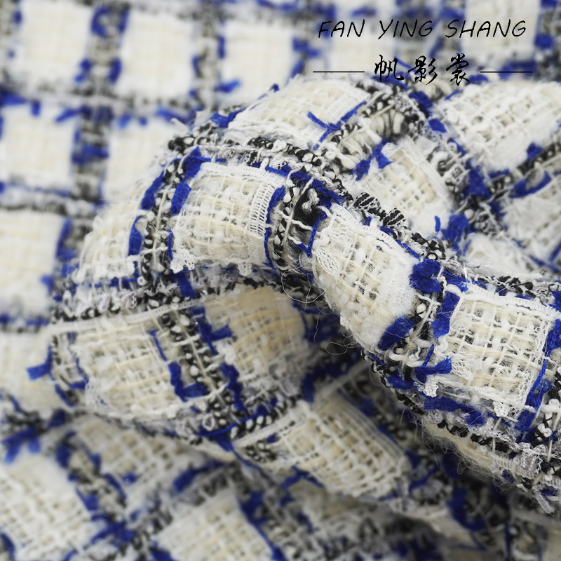 블루 블랙 체크 무늬 나비 모양 거즈 울 트위드 원단  - Sewing Tweed 리뷰 및 가격