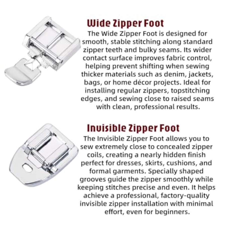 지퍼풋 키트에는 보이지 않는 지퍼풋과 모든 로우 샹크  - Zipper Foot Presser 리뷰 및 가격