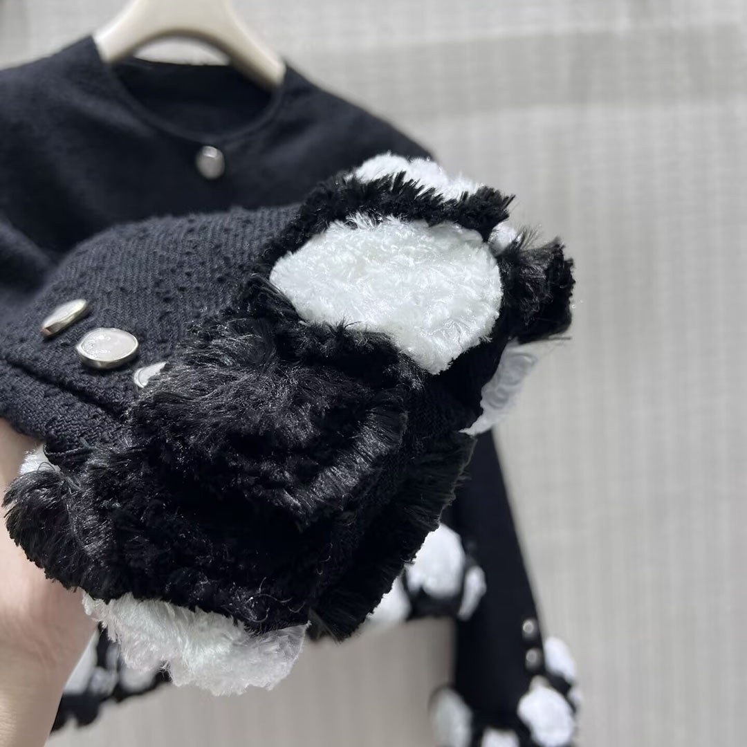2026 신상 가을 겨울 블랙 앤 화이트 대비 플러시  - Sewing Tweed 리뷰 및 가격