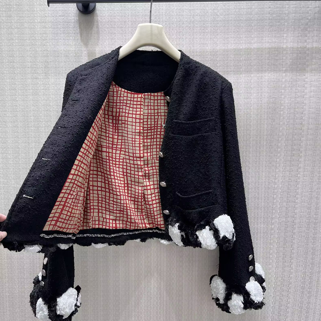 2026 신상 가을 겨울 블랙 앤 화이트 대비 플러시  - Sewing Tweed 리뷰 및 가격