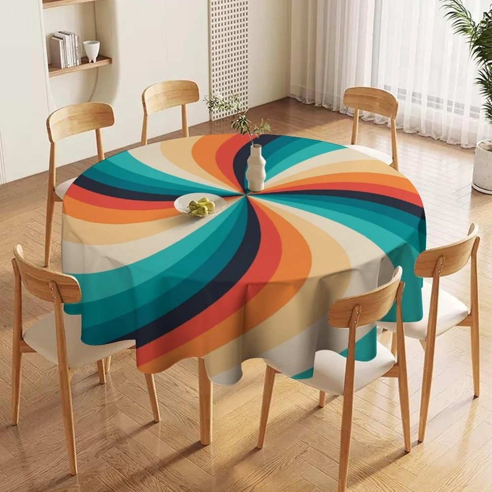 빈티지 그루비 스월 라운드 테이블보 70년대 보헤미안  - Century Textile & Sewing Supply Hours 리뷰 및 가격