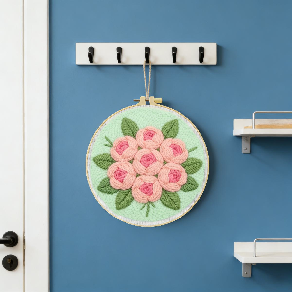 20X20CM/7.87인치 꽃 펀치 니들 자수 세트 키 - Sewing Textile Art 리뷰 및 가격